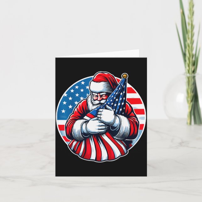 Tarjeta Patriotic Santa Claus For Men Women Usa Flag Chris (Anverso)