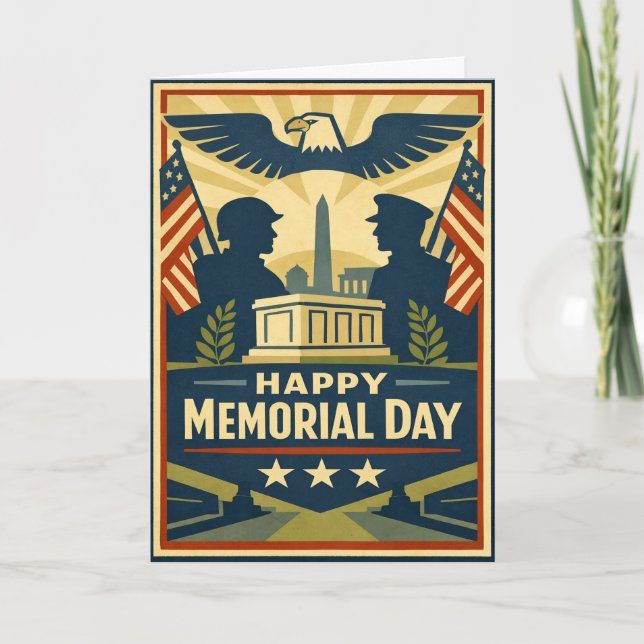 Tarjeta Patriotic Silhouettes Memorial Day (Anverso)