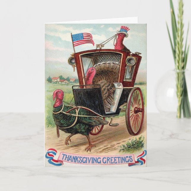 Tarjeta Patriótica de Acción de Gracias de Vintage (Anverso)