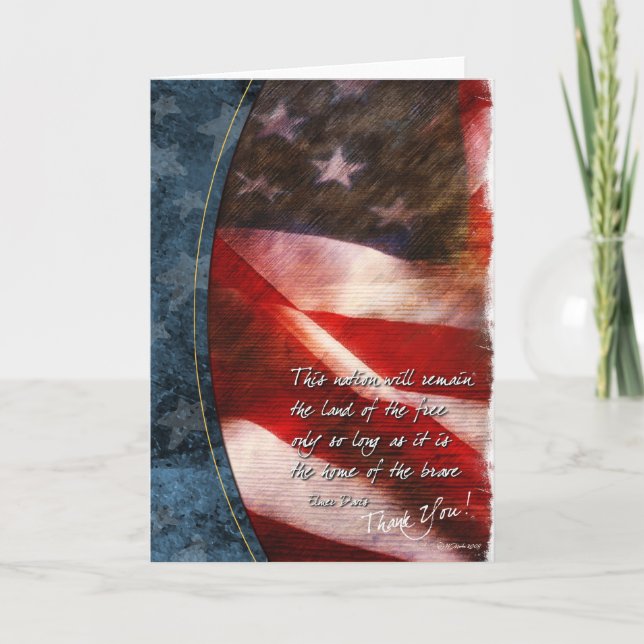 Tarjeta patriótica de agradecimiento con bandera d (Anverso)