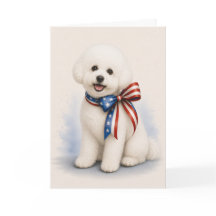 Tarjeta Patriótica de Felicitación de Bichon Frise