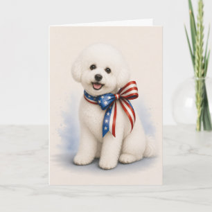 Tarjeta Patriótica de Felicitación de Bichon Frise