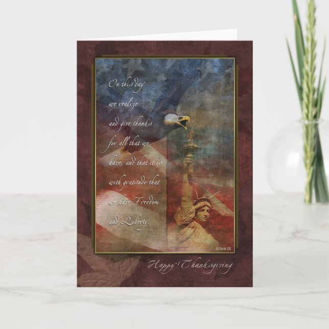 Tarjeta patriótica de la acción de gracias con las (Anverso)