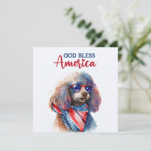 Tarjeta Patriótica de Perro-Poodle 4 de Julio