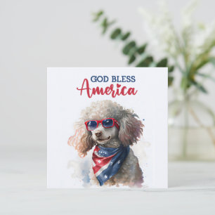 Tarjeta Patriótica de Perro-Poodle 4 de Julio