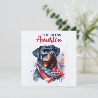 Tarjeta Patriótica Dog-Rottweiler 4 de julio