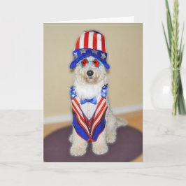 Tarjeta patriótica Goldendoodle