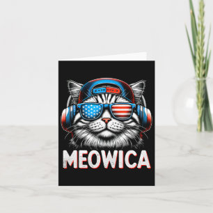 Tarjeta Patriótica Meowica 4 De Julio Cat Bandera Estadoun