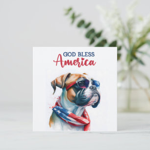 Tarjeta Patriótica Perro-Boxer 4 de Julio