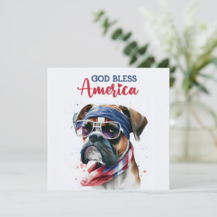 Tarjeta Patriótica Perro-Boxer 4 de Julio