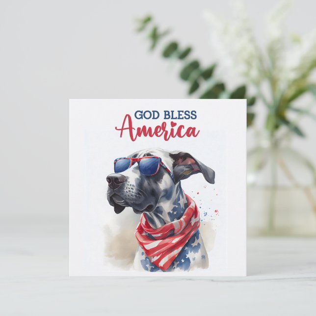 Tarjeta Patriótica Perro-Gran Dane 4 de Julio (Anverso de pie)