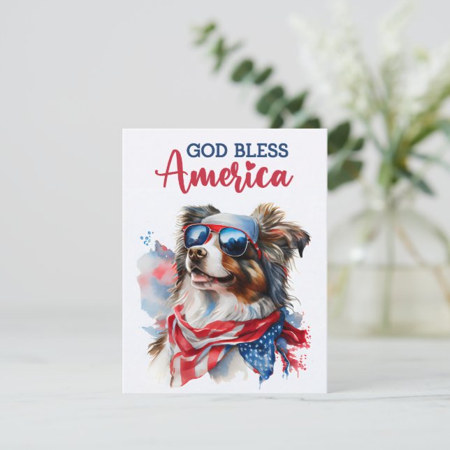Tarjeta Patriótica Perro-Pastor Australiano 4 de J (Anverso de pie)