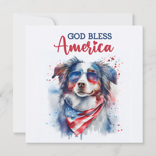 Tarjeta Patriótica Perro-Pastor Australiano 4 de J (Anverso)