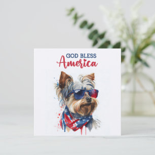 Tarjeta Patriótica Perro-Yorkie 4 de Julio