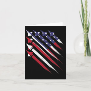 Tarjeta Patriótico 4 De Julio Jet Estados Unidos Bandera H