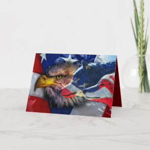 Tarjeta Patriótico de la bandera del lobo del águila calva