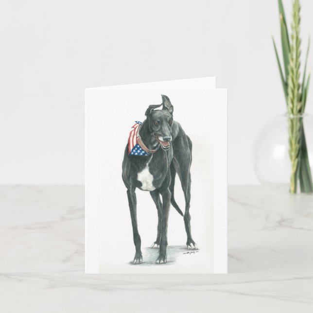 Tarjeta Patriótico Greyhound Dog Art Notecard (Anverso)