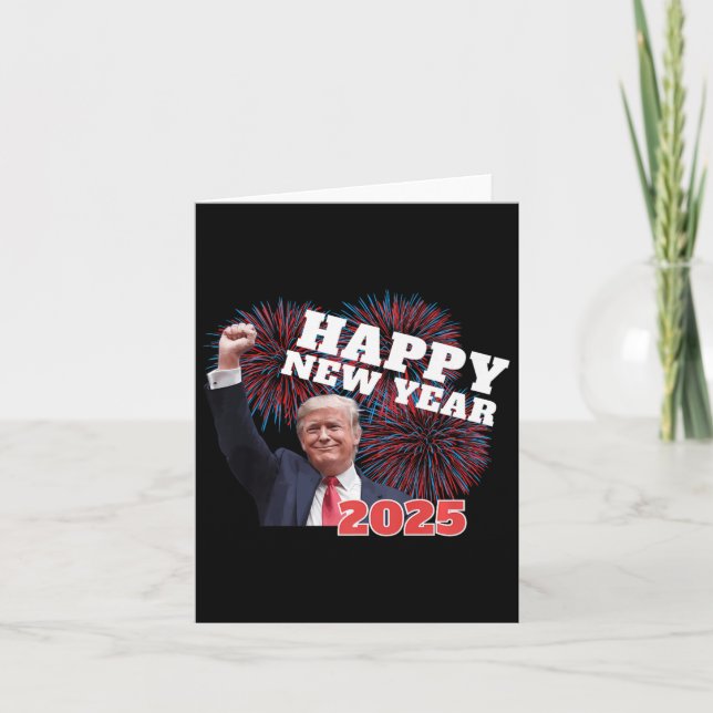 Tarjeta Patriótico Trump Feliz Año Nuevo 2025 Conservador  (Anverso)