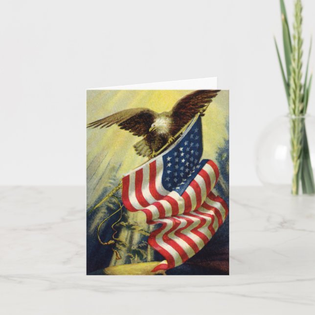 Tarjeta Patriotismo vintage, Bandera Patriótica Estadounid (Anverso)