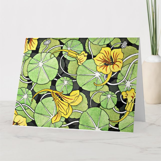 Tarjeta Patrón Art Nouveau Golden Nasturtium (Anverso)