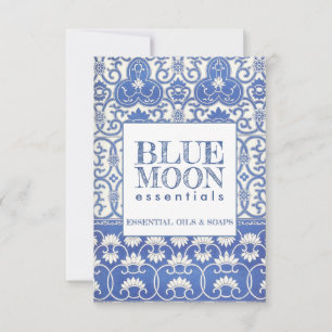 Tarjeta Patrón azul monograma Aceites esenciales regalo