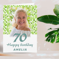 Patrón Botánico de Hoja Verde Cumpleaños 70 Foto