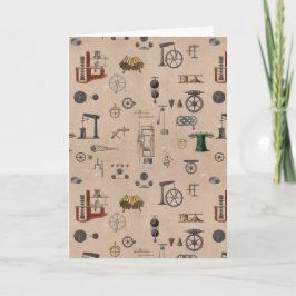 Tarjeta Patrón científico mecánico de la ingeniería antigu
