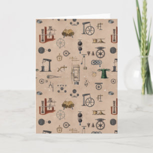 Tarjeta Patrón científico mecánico de la ingeniería antigu