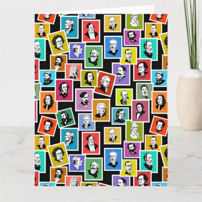 Tarjeta Patrón con retratos de los compositores más grande (Anverso)
