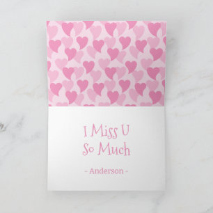 Tarjeta Patrón continuo de corazones adorables rosados