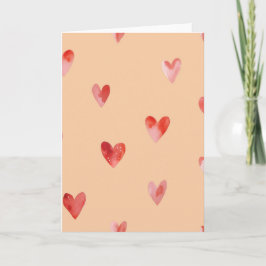 Tarjeta Patrón continuo de Corazones en Acuarela