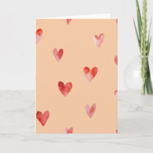 Tarjeta Patrón continuo de Corazones en Acuarela