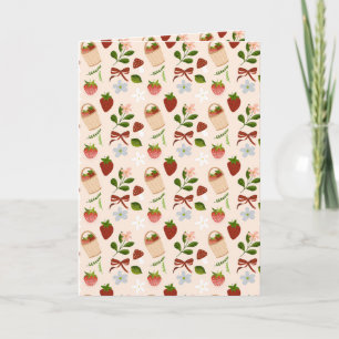 Tarjeta Patrón continuo de Cottagecore de Fresa Adorable