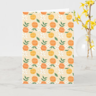 Tarjeta Patrón continuo de fruta naranja en acuarela adora