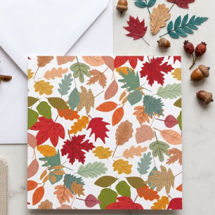 Tarjeta Patrón continuo de hojas de otoño coloridas rústic