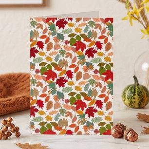 Tarjeta Patrón continuo de hojas de otoño coloridas rústic