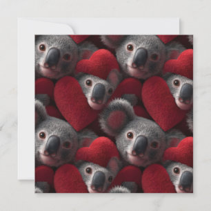 Tarjeta Patrón continuo de koala lindo y corazón rojo