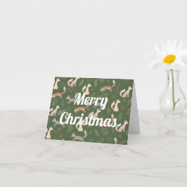 Tarjeta Patrón continuo de zorro, ramas y hojas de inviern