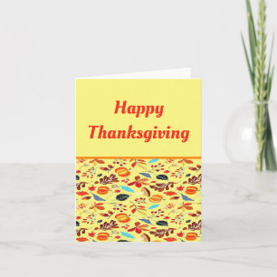 Tarjeta Patrón de Acción de Gracias de otoño