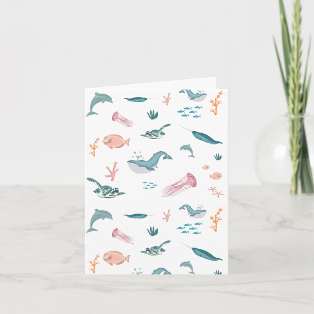 Tarjeta Patrón de animales acuáticos del océano (Anverso)