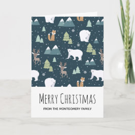 Tarjeta Patrón de animales de invierno de Navidades hábile