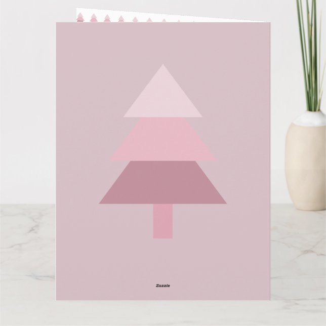 Tarjeta Patrón de árbol de Navidad con efecto ombre rosa m (Reverso)