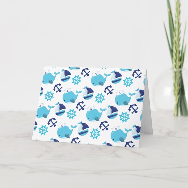 Tarjeta Patrón de ballenas, ballenas ricas, ballenas azule (Anverso)
