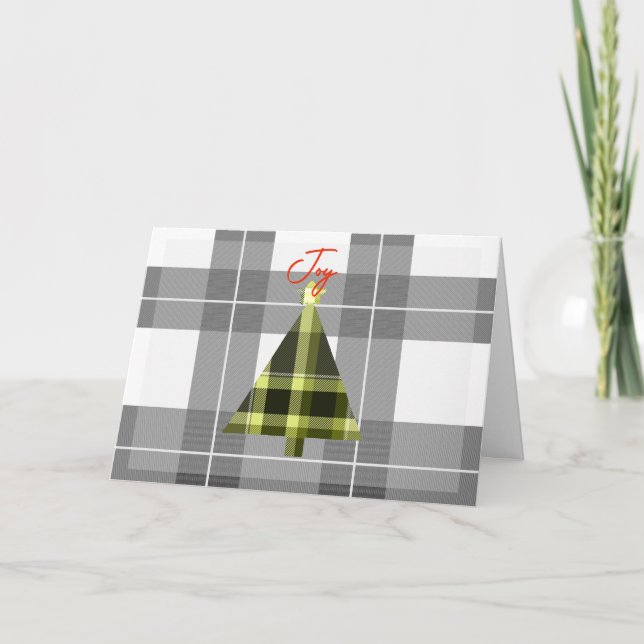 Tarjeta Patrón de Búfalo de Navidad Simple (Anverso)