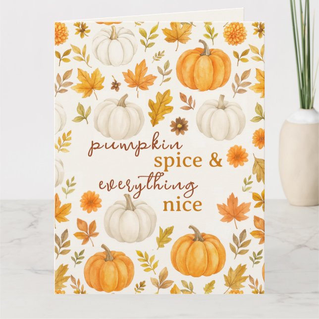 Tarjeta Patrón de calabaza | Acción de gracias (Anverso)