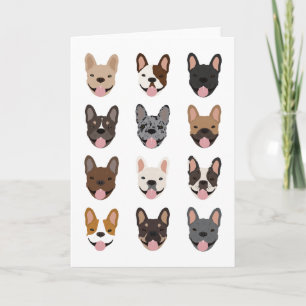 Tarjeta Patrón de caras de Bulldog francés lindo