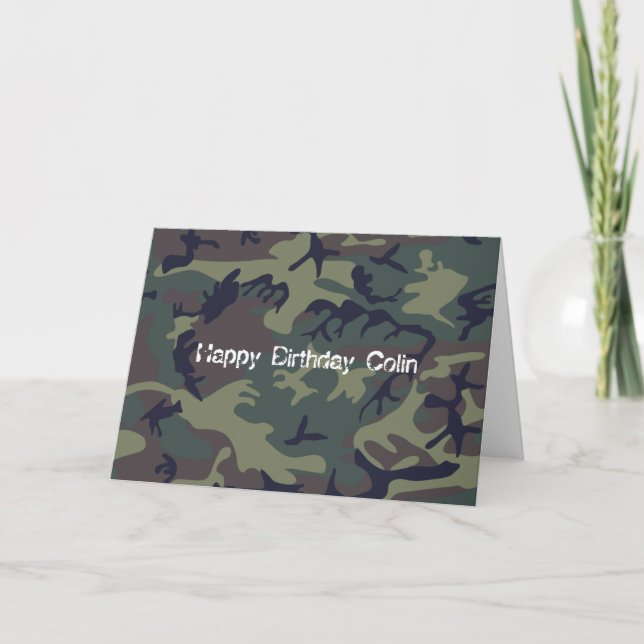 Tarjeta Patrón de caza de camo Cumpleaños (Anverso)