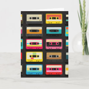 Tarjeta Patrón de cinta de casete retro - Música vintage 