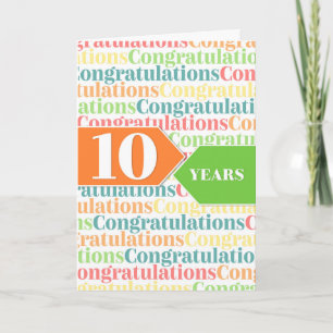 Tarjeta Patrón de color del aniversario del empleado de 10