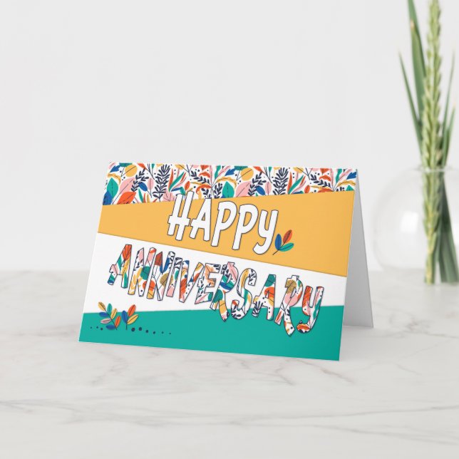 Tarjeta Patrón de colores brillantes de aniversario de emp (Anverso)